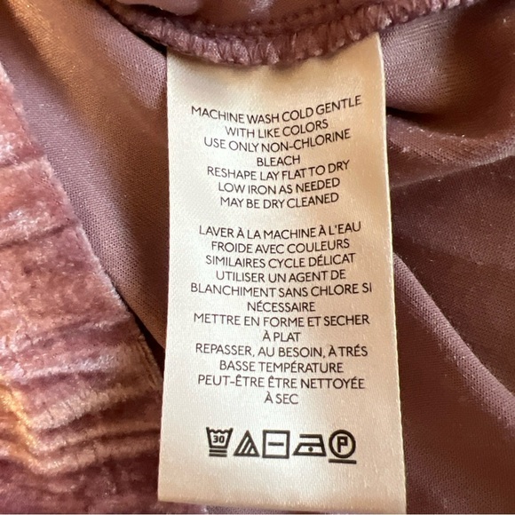 Pilcro Anthropologie Pink Crushed Velvet Velveteen Mock Neck Top Size Small - Picture 7 of 11